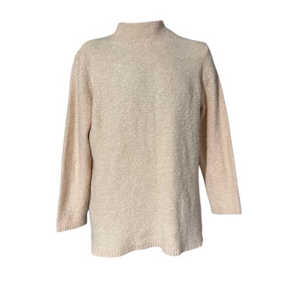 Calvin Klein Wool Blend Mock Neck Sweater Peachy  Pink Color Size L - Picture 1 of 6